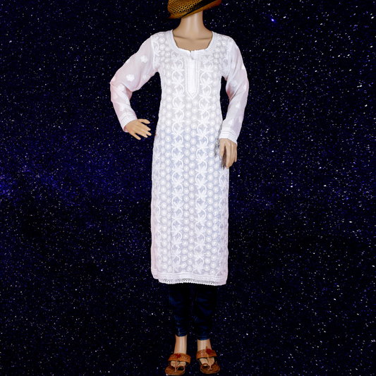 Cotton Chikankari Kurta (White)