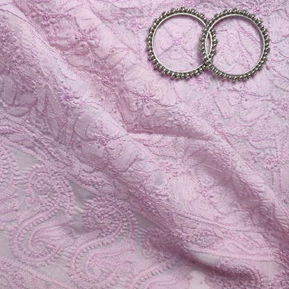 Cotton Chikankari Kurta Fabric (Lavender)
