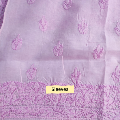 Cotton Chikankari Kurta Fabric (Lavender)