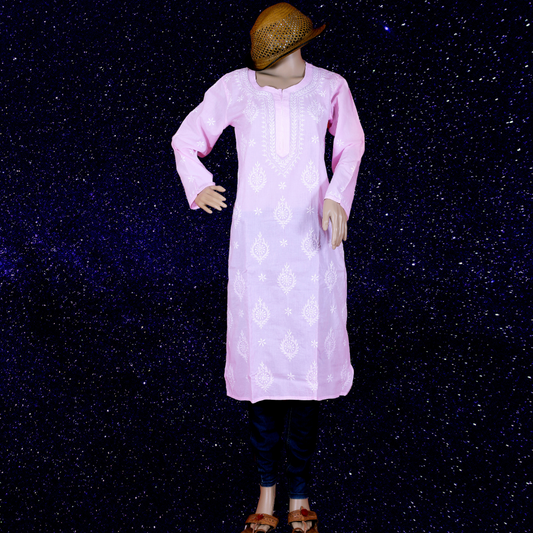 Mul Cotton Chikankari Kurta (Pastel Lavender)