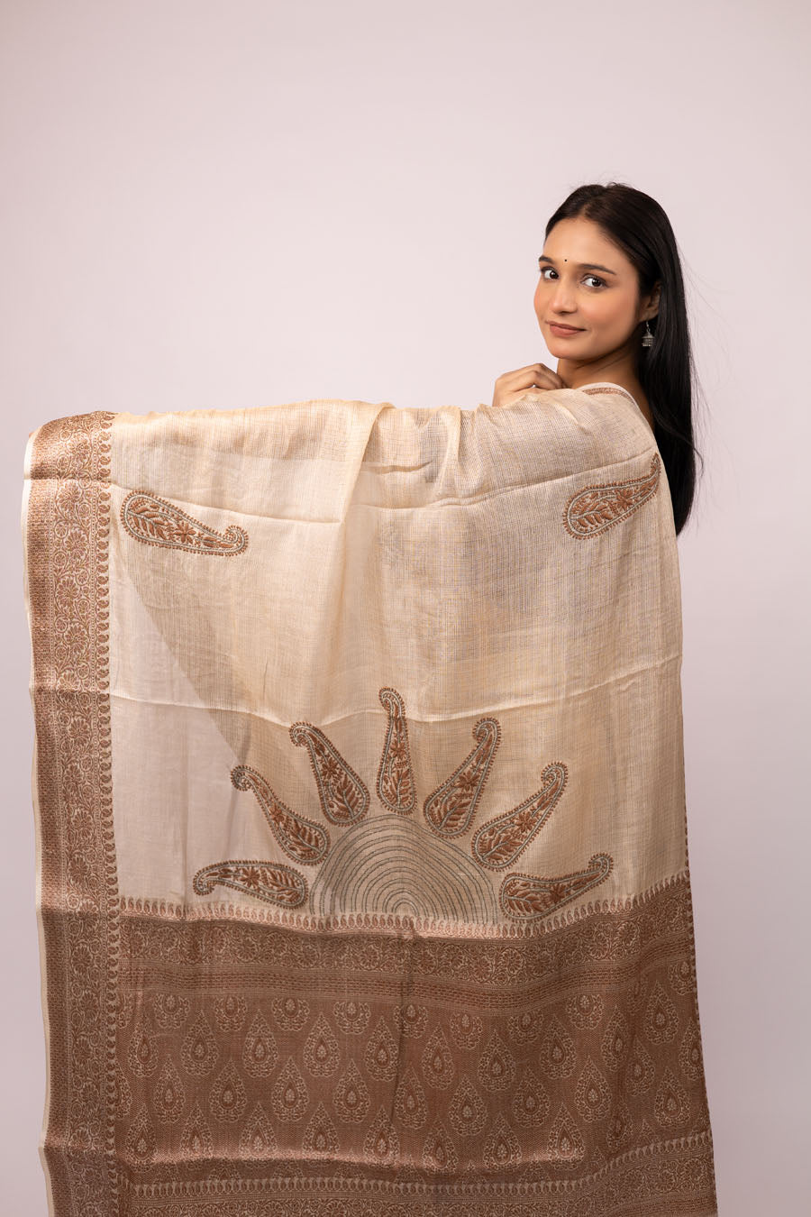 Designer Tussar silk Chikankari Saree for Graceful evenings