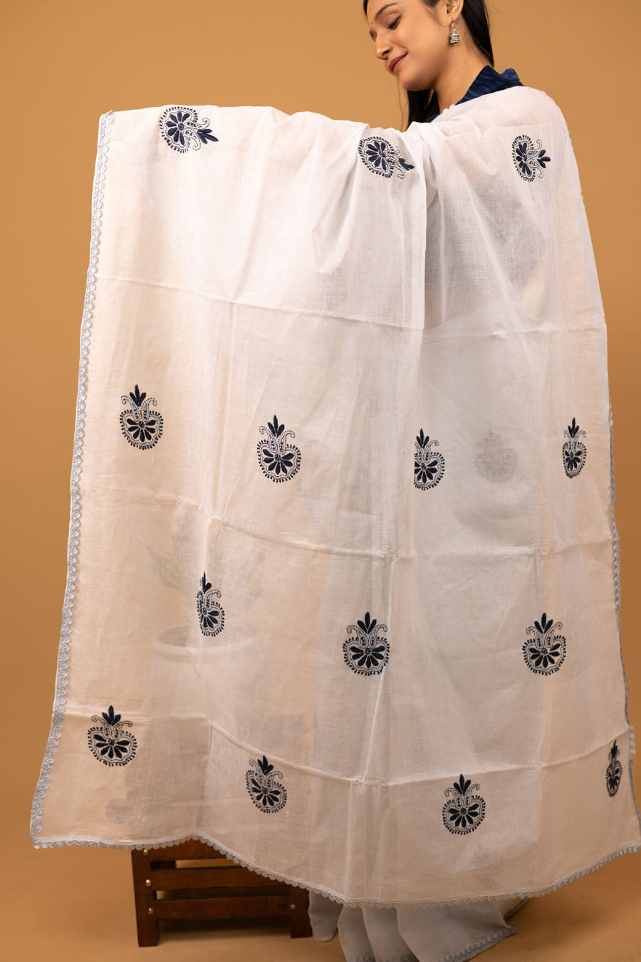 Vidushi | Dove Grey Mul Cotton Saree with Chikankari Embroidery