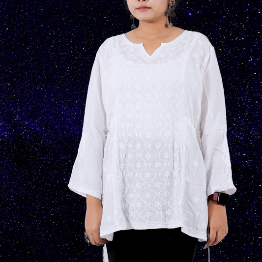 Mul Cotton Short Top with side draw strings (White)