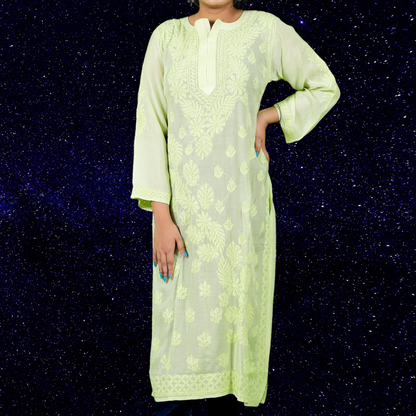 Cotton Chikankari Kurta (Pastel Green)