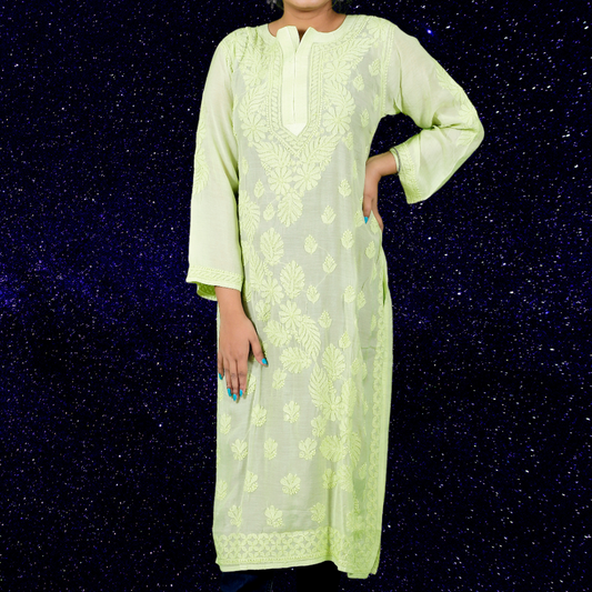 Cotton Chikankari Kurta (Pastel Green)