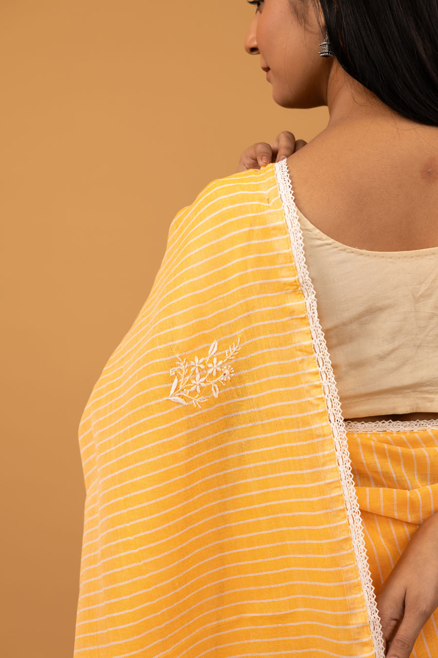 Vidushi | Canary Yellow Handloom Cotton Chikankari Saree