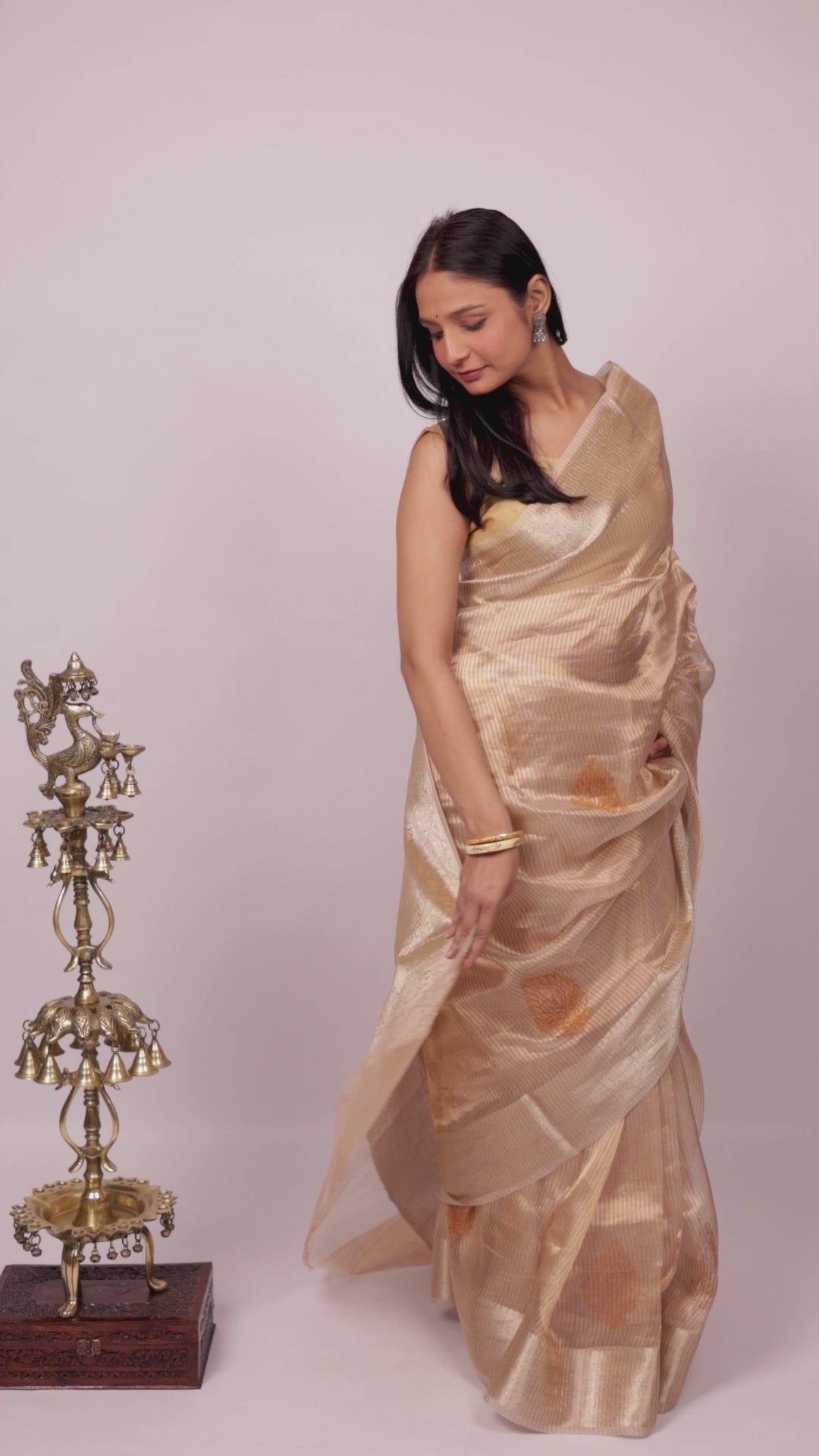 Chitralekha | Heirloom Almond Benarsi Tissue Silk Chikankari Saree