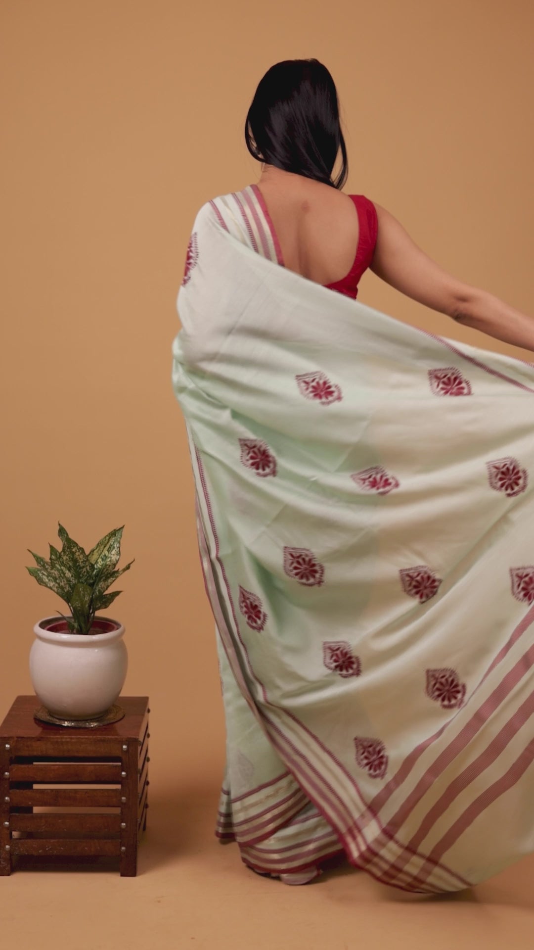 Vidushi | Soft Sage Green Mangalgiri Cotton Chikankari Saree