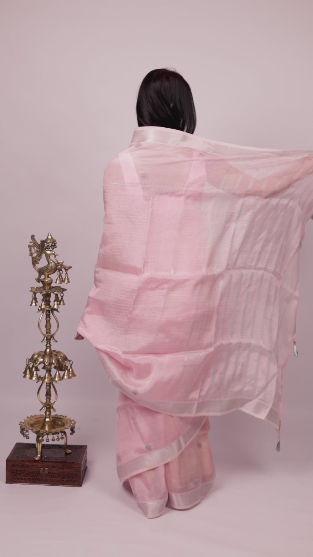 Vidushi | Nude Pink Mangalgiri Pattu Silk Chikankari Saree