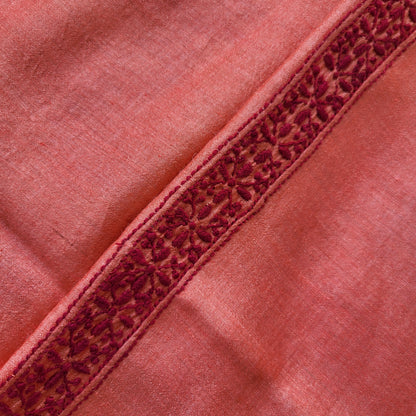 Moonga Silk Mens Chikankari Half Shirt Fabric (Rust )
