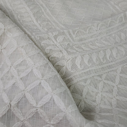Kota Cotton Chikankari Kurta Fabric (White Dyeable)