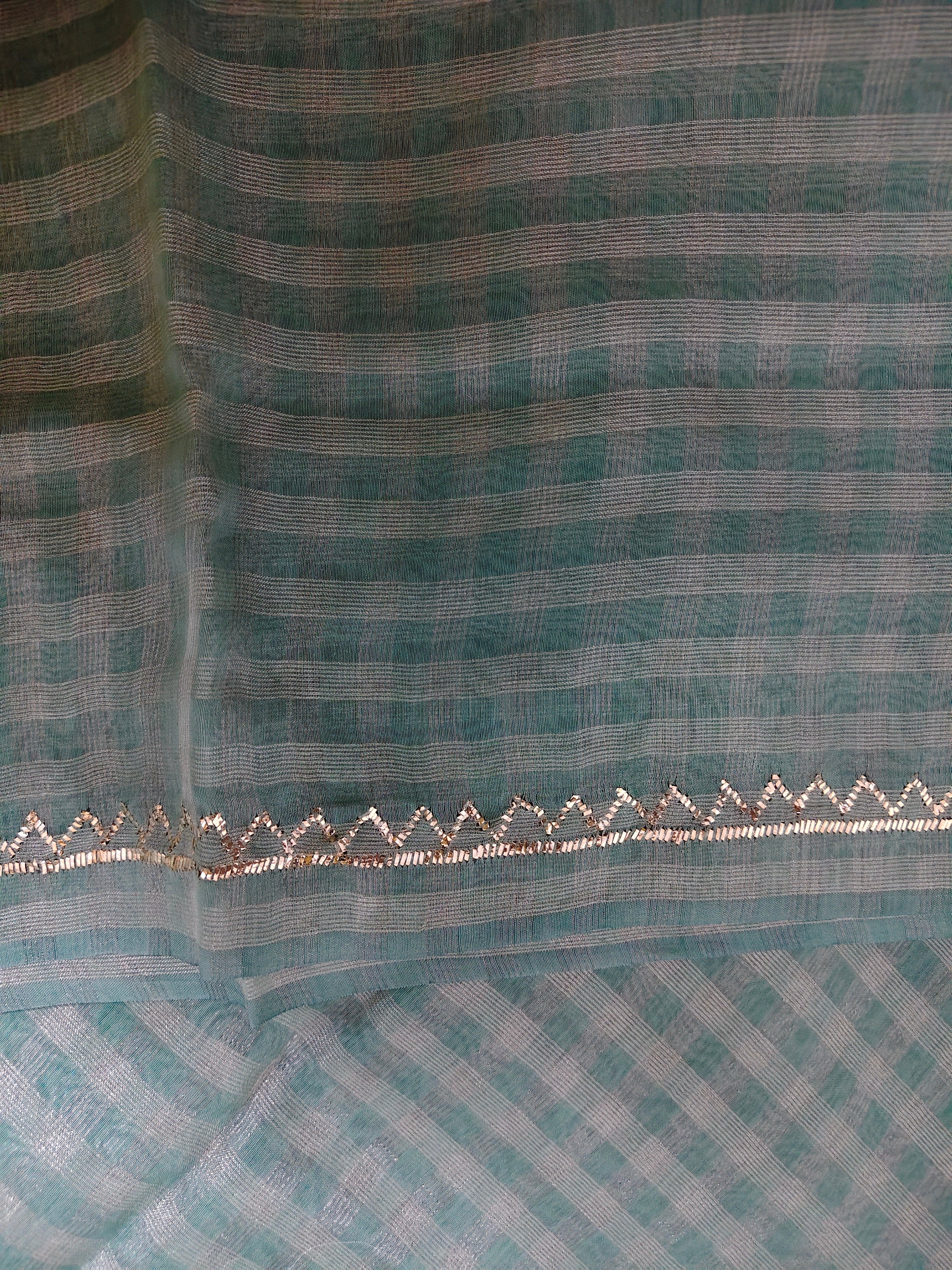 Unstitched Kurta Dupatta Fabric | Chanderi Tissue | Sage Green