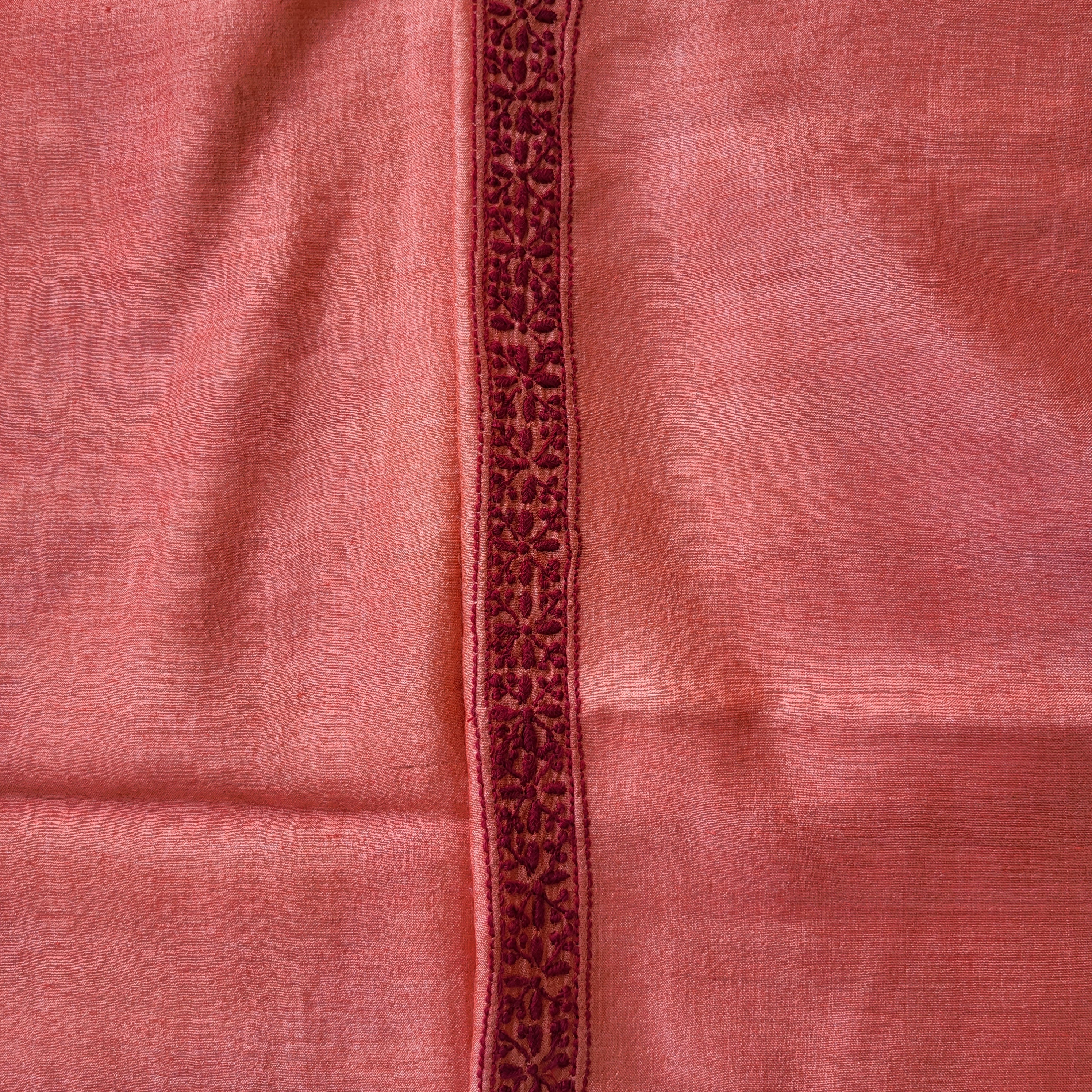 Agastya | Moonga Silk Chikankari Half Shirt Fabric