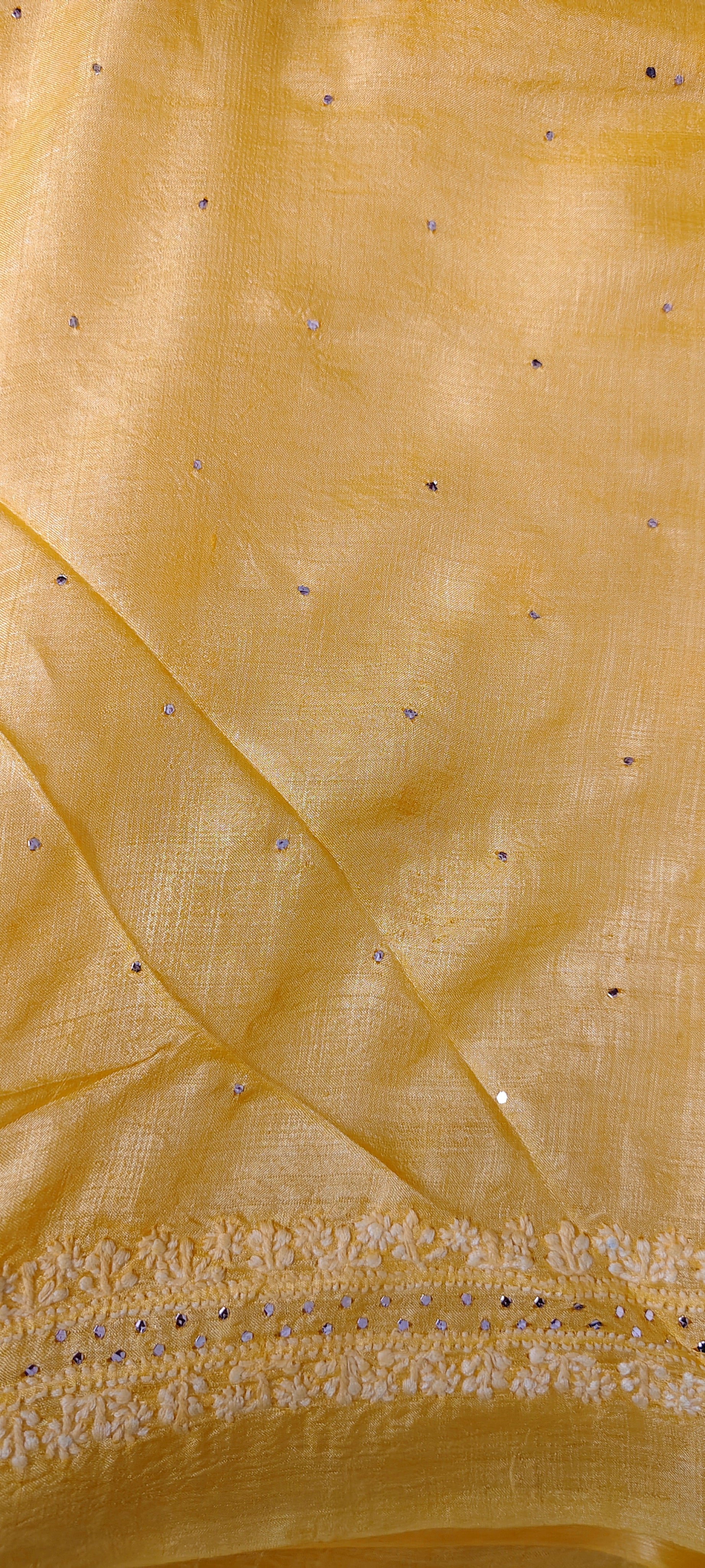 Yellow Tussar Silk | Chikankari Kurta-Dupatta Fabric Set