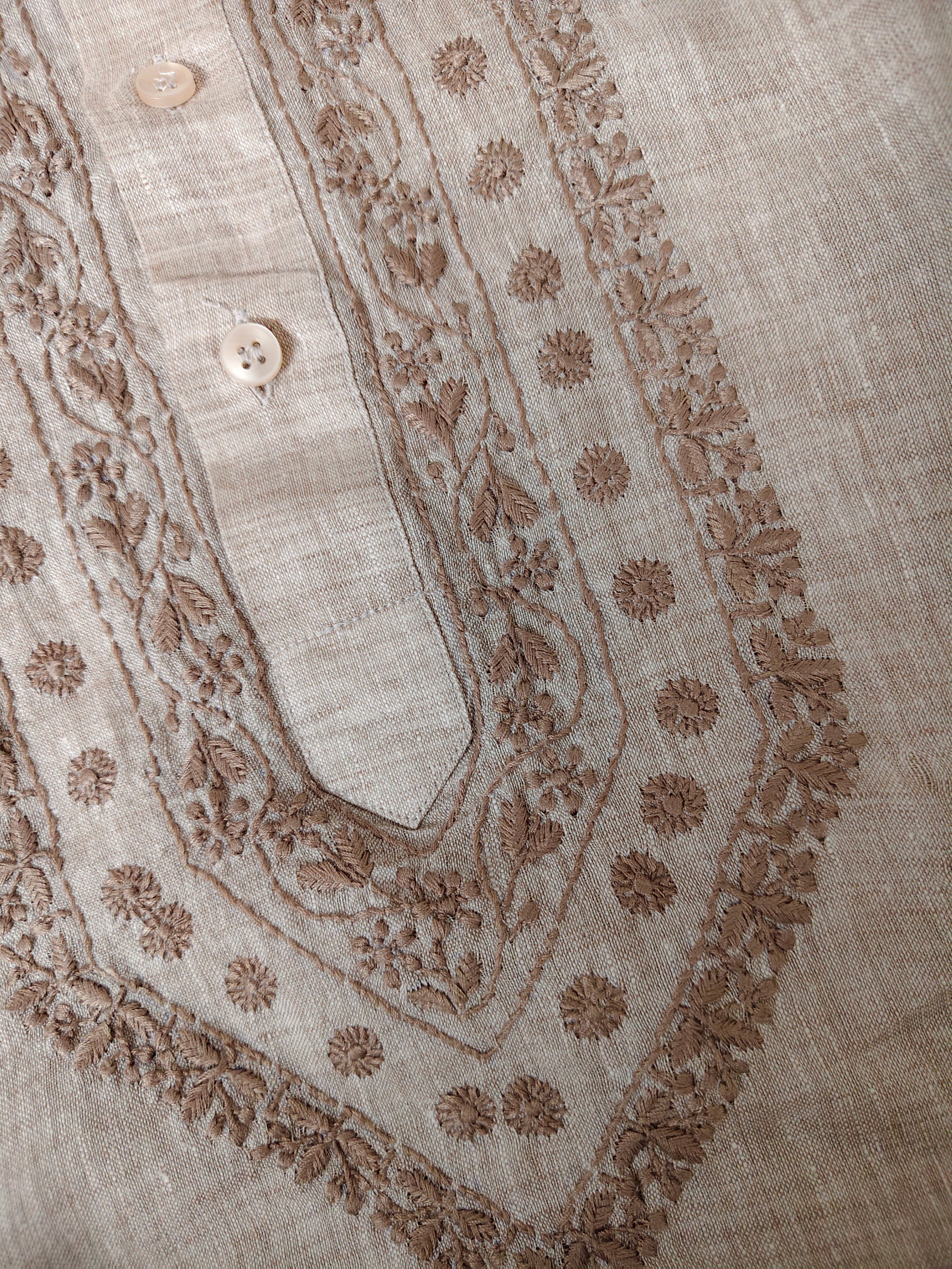 Agastya | Pure Linen | Long Kurta | Champagne Beige