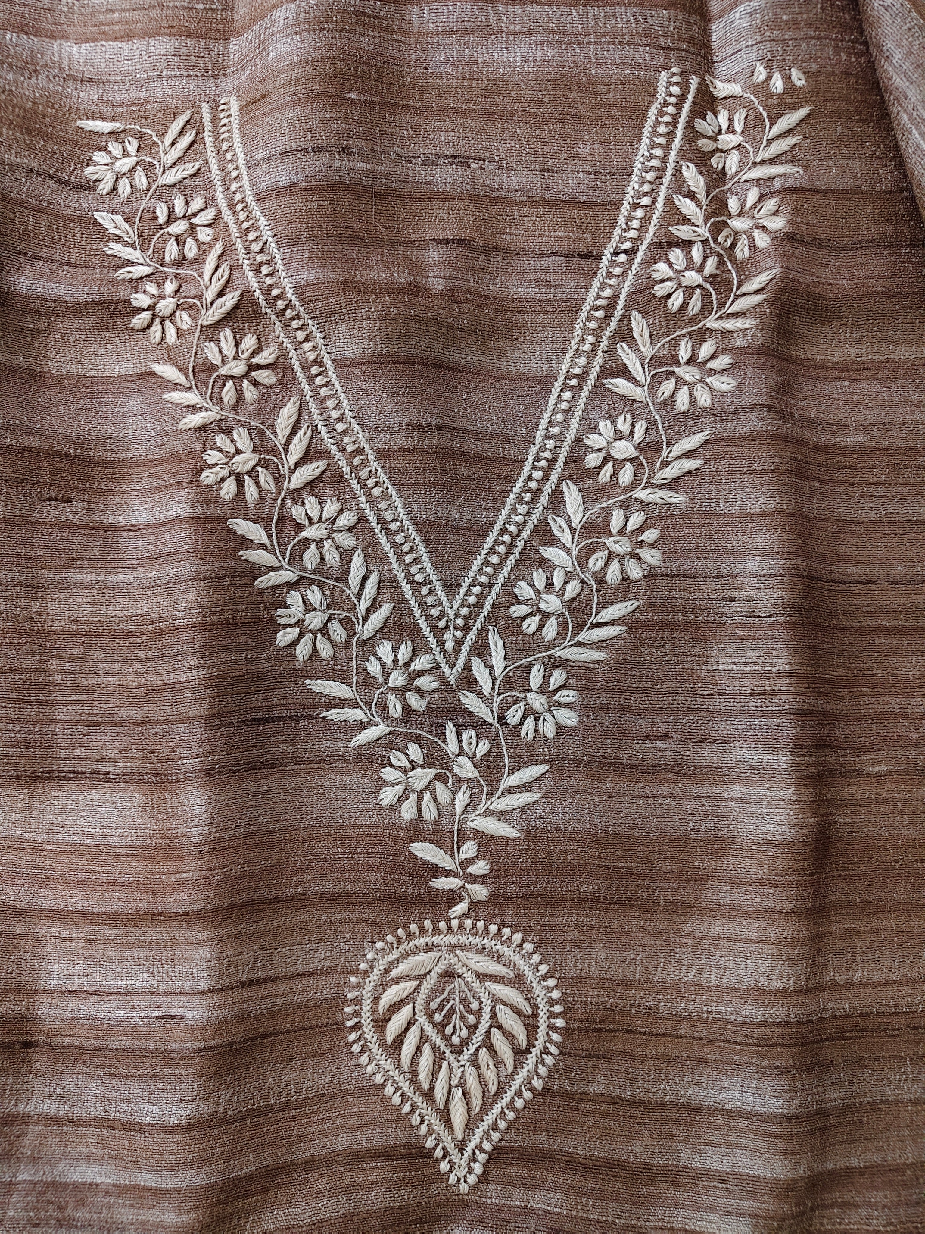 Unstitched Kurta Fabric | Ghicha Silk | Brown