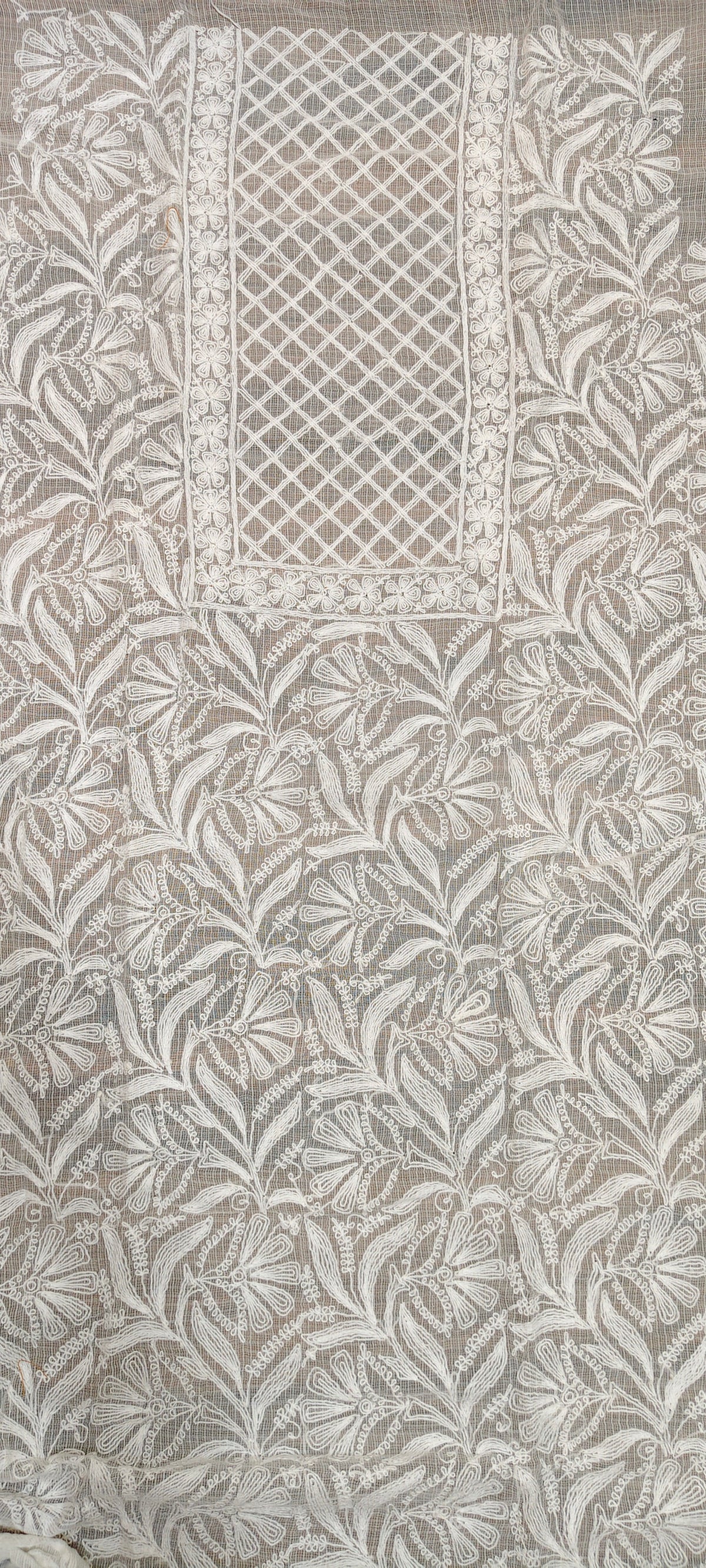 White Kota Doria | Chikankari Kurta Fabric- Dyeable