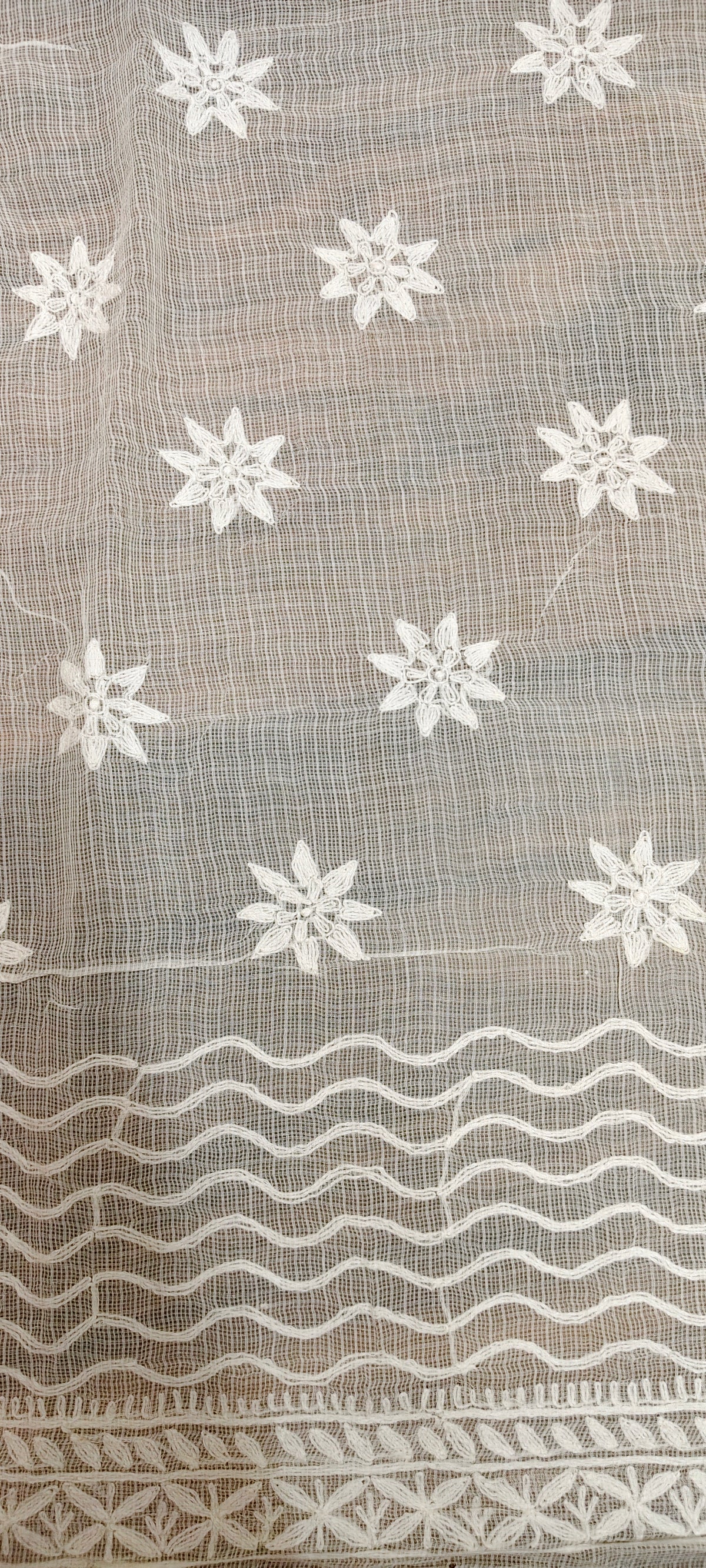 White Kota Doria | Chikankari Kurta Fabric- Dyeable
