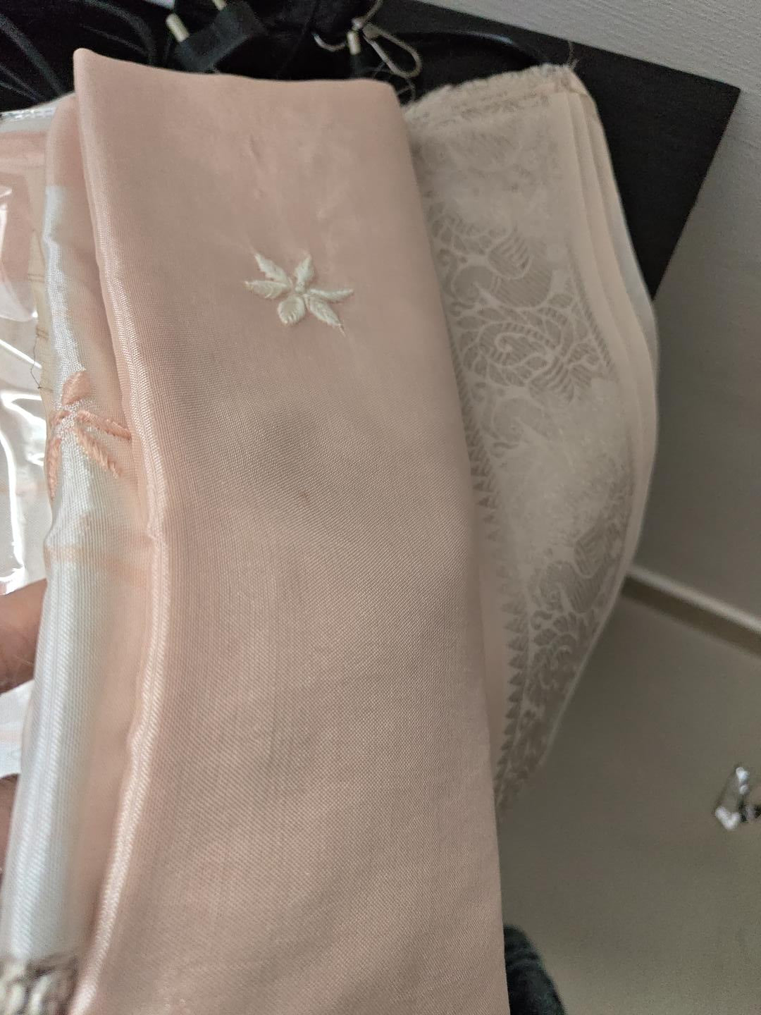 Peach Pattu Silk | Chikankari Kurta-Dupatta Fabric Set