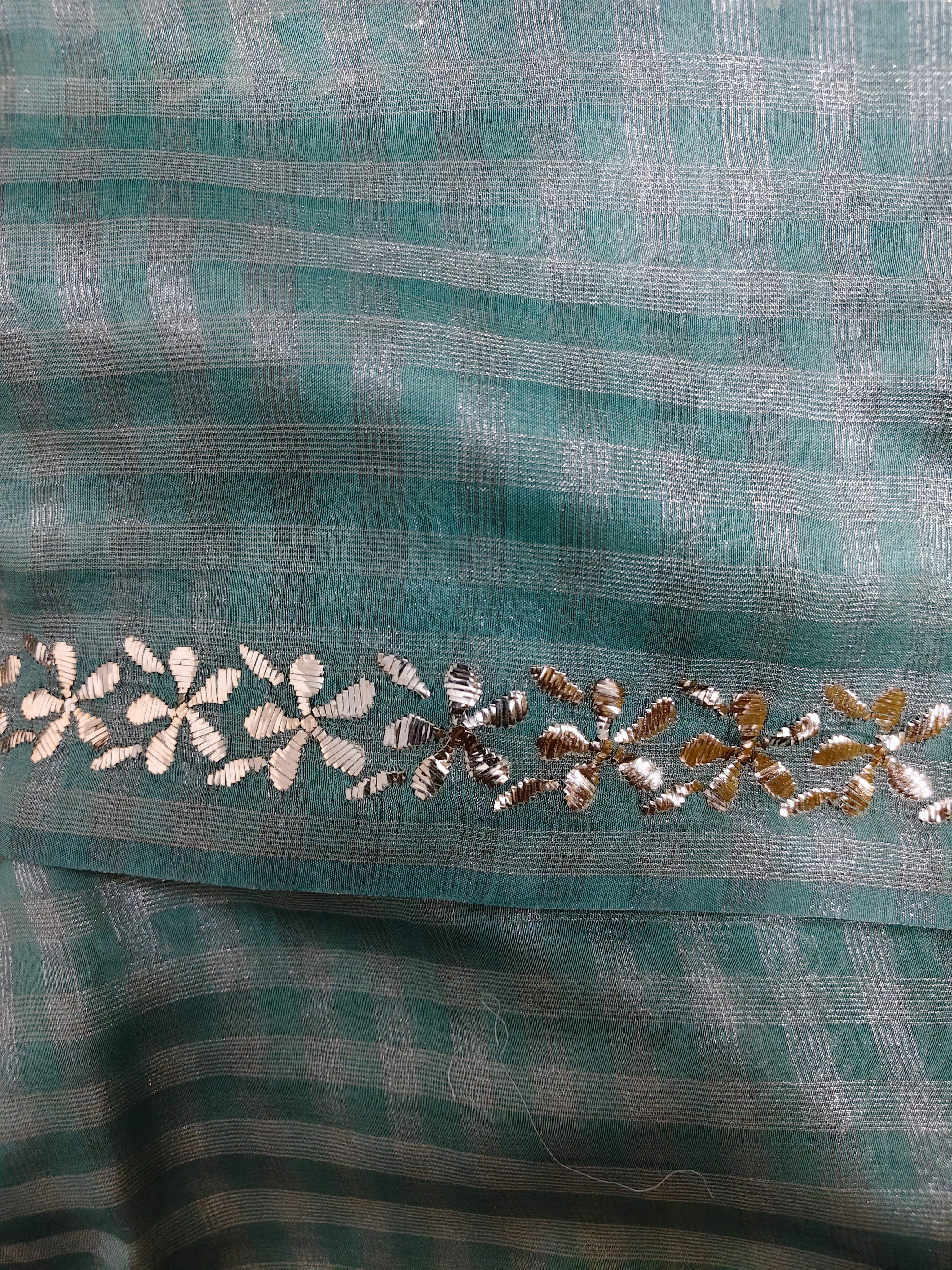 Unstitched Kurta Dupatta Fabric | Chanderi Tissue | Sage Green