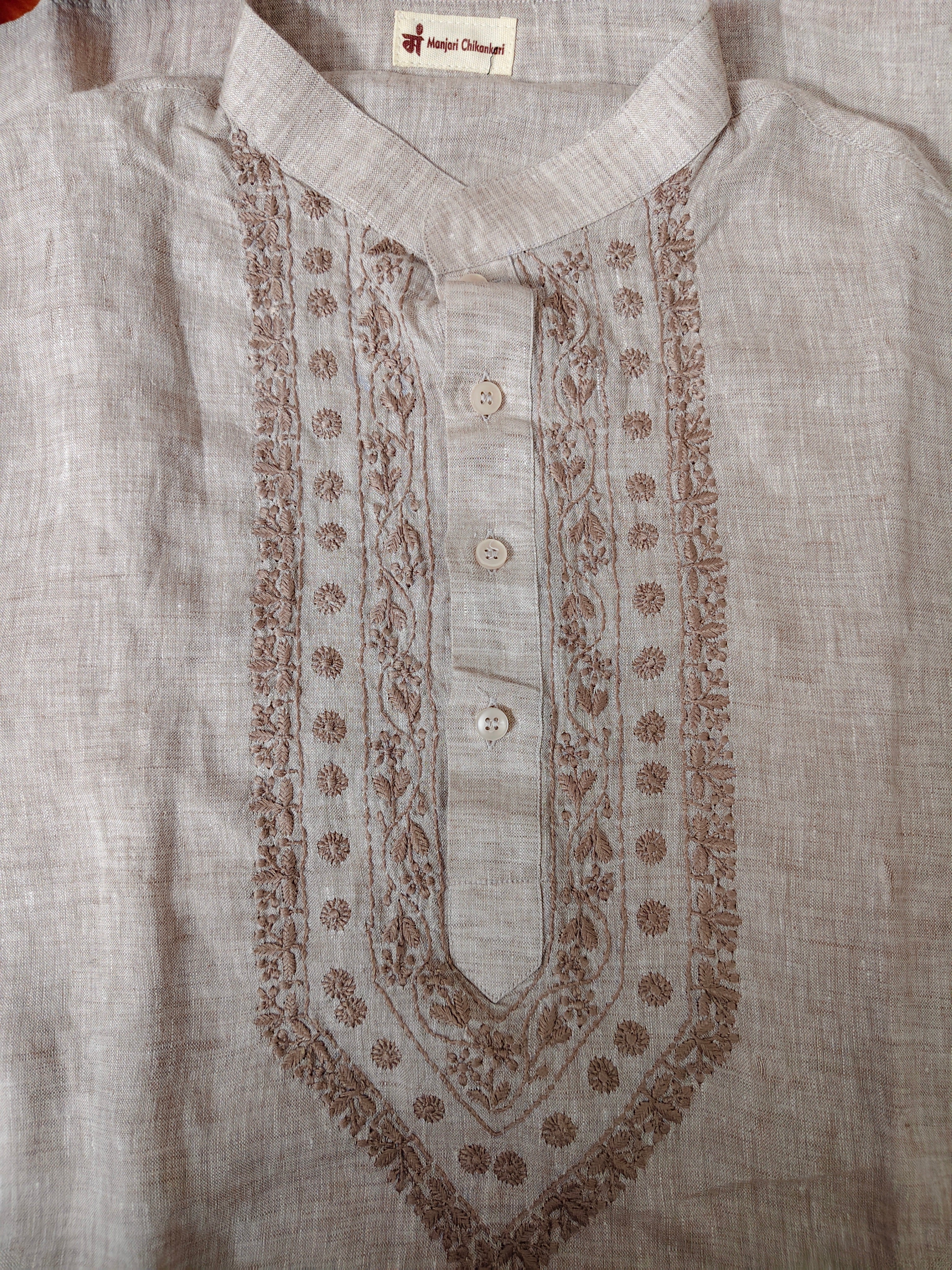 Agastya | Pure Linen | Long Kurta | Champagne Beige