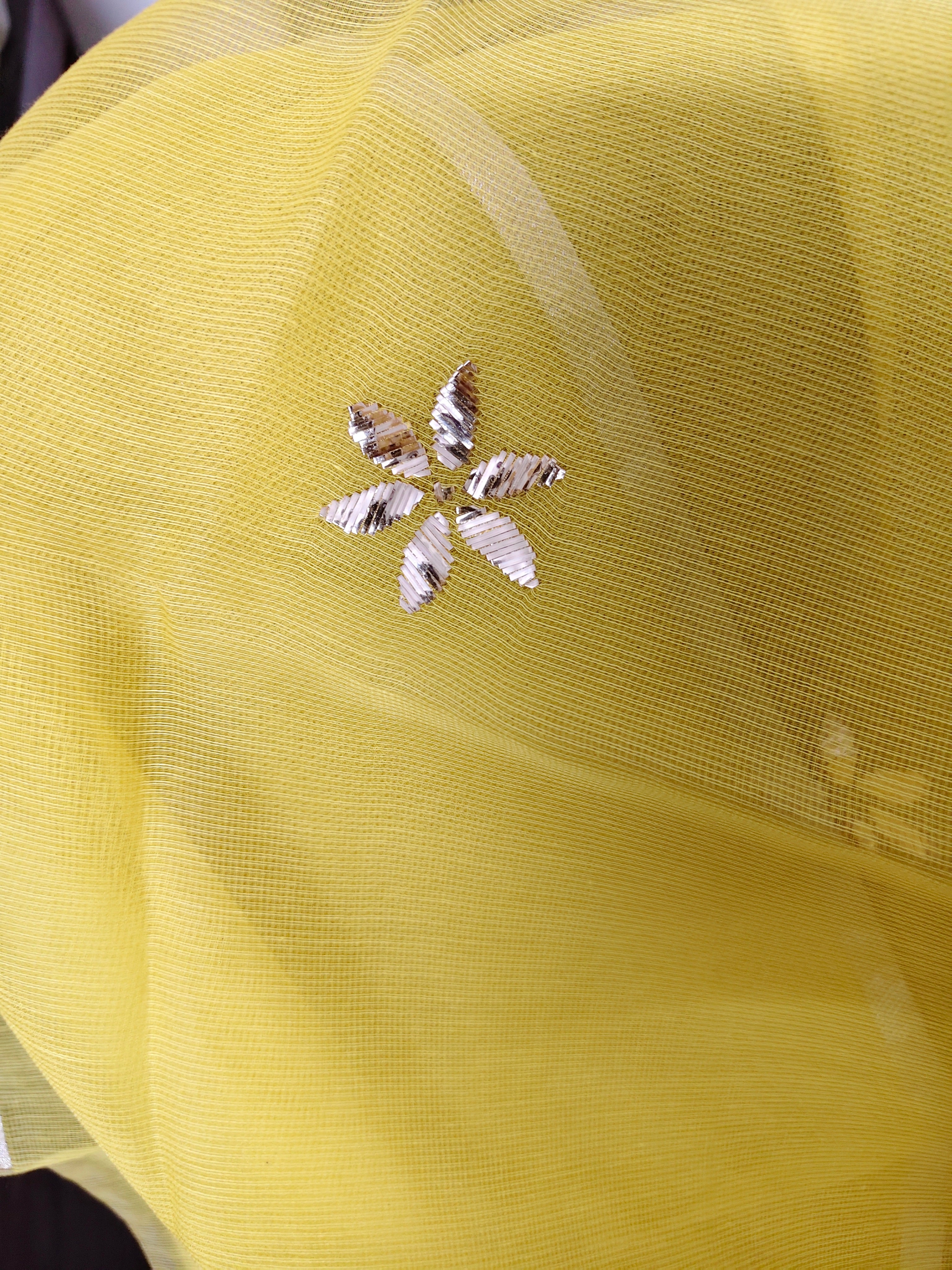 Unstitched Kurta Dupatta Fabric | Chanderi Tissue | Yellow