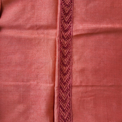 Moonga Silk Mens Chikankari Half Shirt Fabric (Rust )