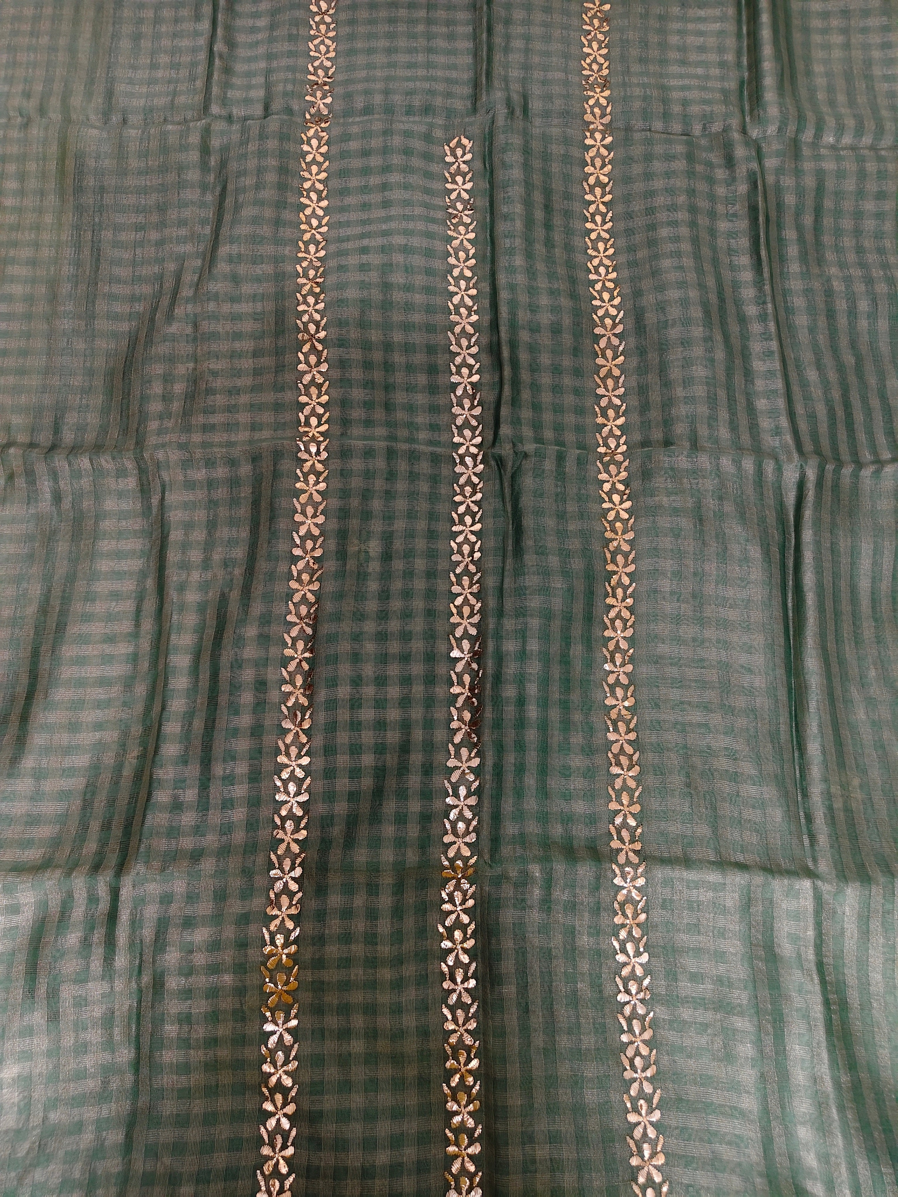 Unstitched Kurta Dupatta Fabric | Chanderi Tissue | Sage Green