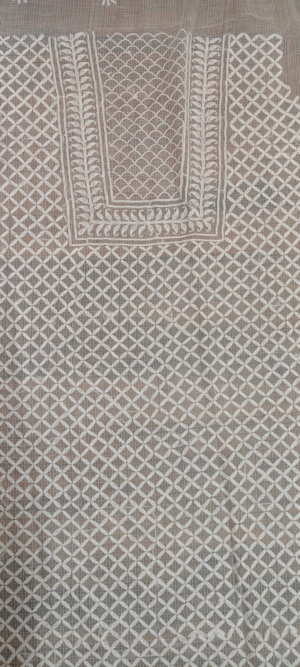 White Kota Doria | Chikankari Kurta Fabric- Dyeable