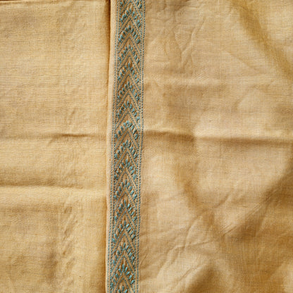 Moonga Silk Mens Chikankari Half Shirt Fabric (Golden Yellow )