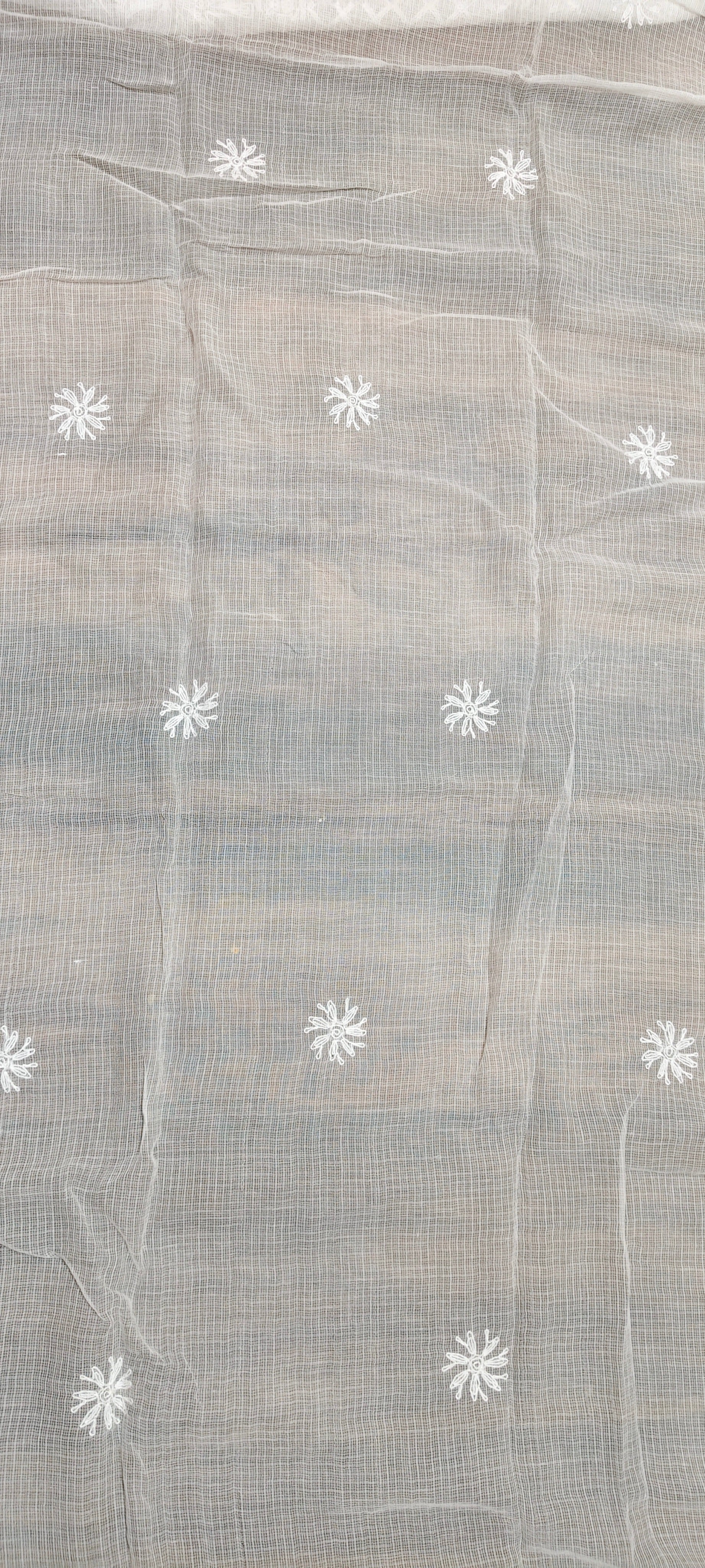 White Kota Doria | Chikankari Kurta Fabric- Dyeable