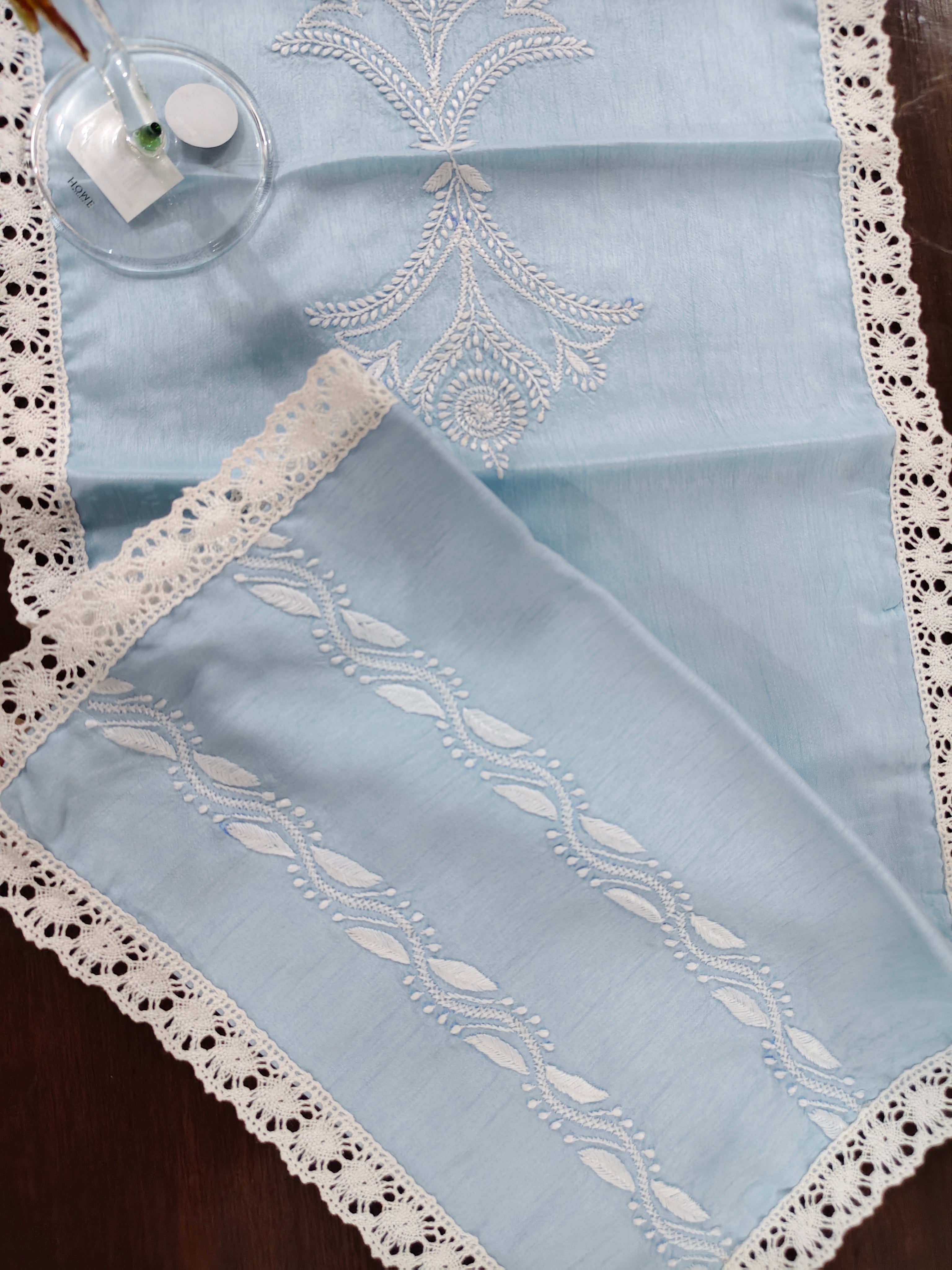 Spandan | 14" x 44" | Sky Blue | Viscose Silk Table Runner