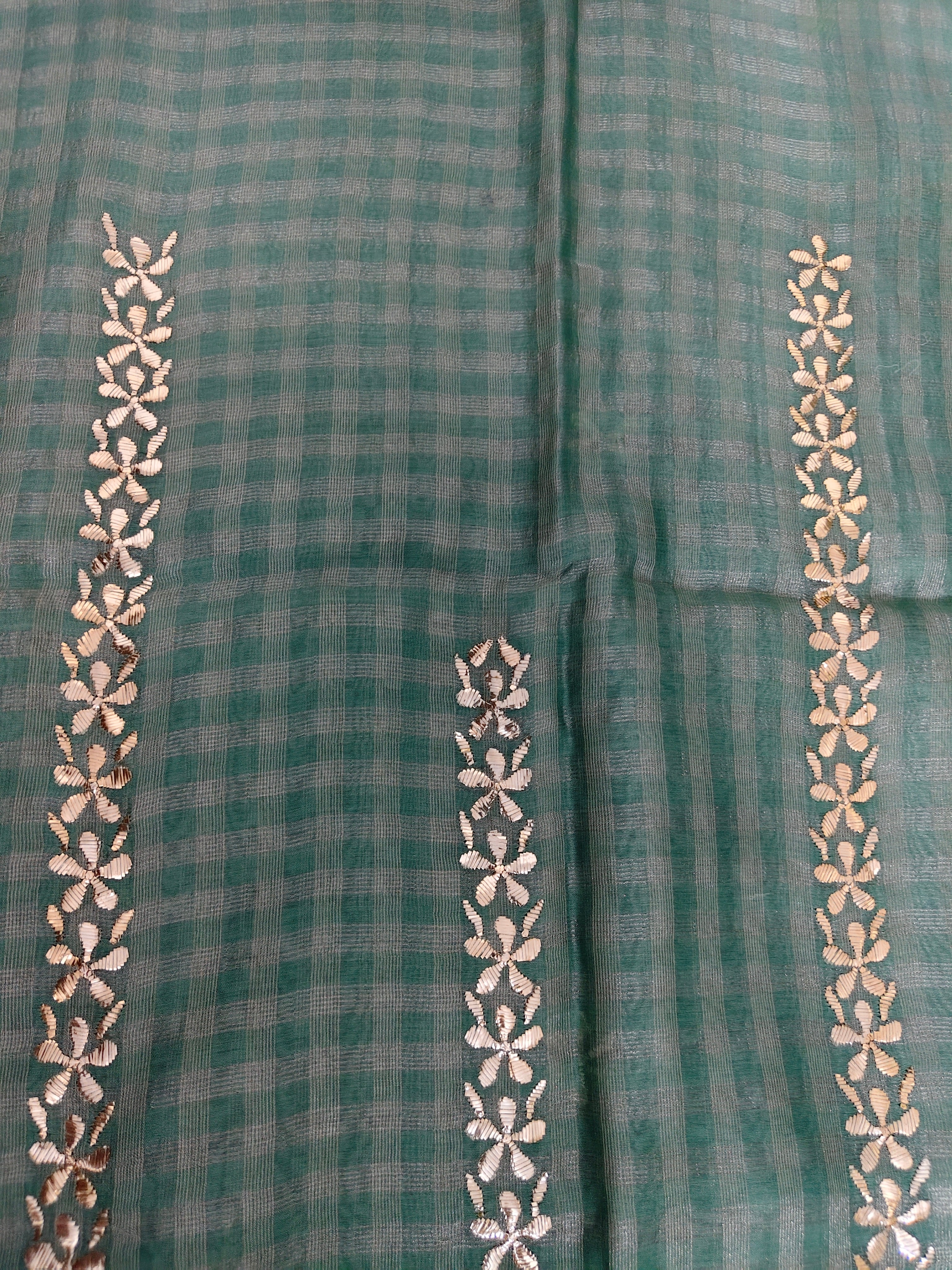 Unstitched Kurta Dupatta Fabric | Chanderi Tissue | Sage Green
