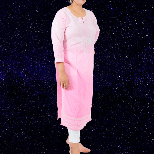 Cotton Chikankari Kurta (Pink dual shaded)
