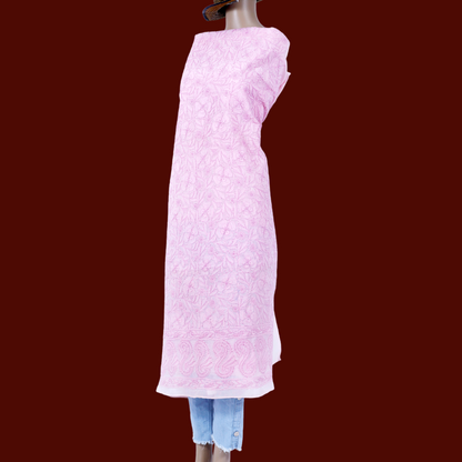 Cotton Chikankari Kurta Fabric (Lavender)