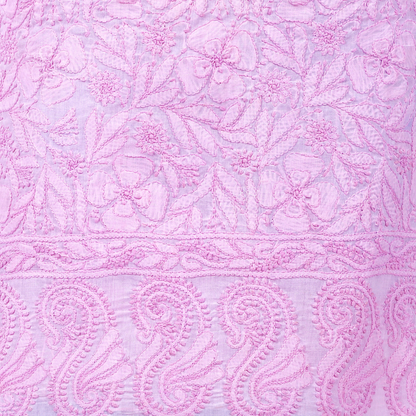 Cotton Chikankari Kurta Fabric (Lavender)