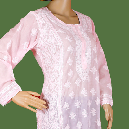 Cotton Chikankari Kurta (Nude Pink)