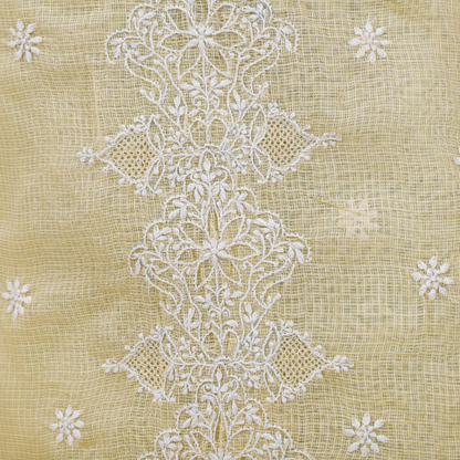 Kota Cotton Chikankari Kurta Fabric (Beige)