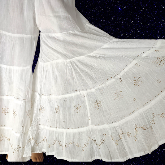 Crushed Cotton 3 layered Sharara/ Palazzo with Palazzo - Dyeable (White)