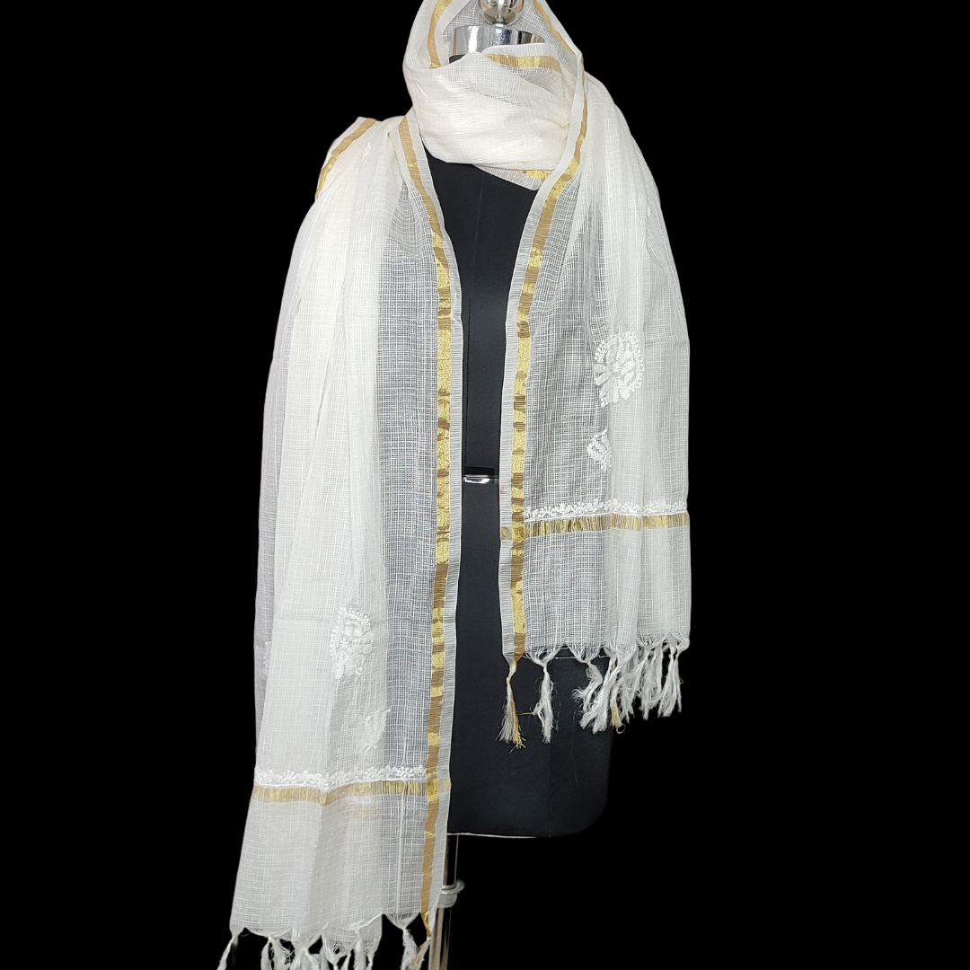 Kota Cotton Chikankari Dupatta (Off white)