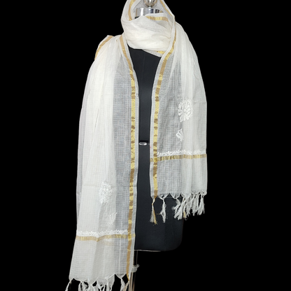 Kota Cotton Chikankari Dupatta (Off white)