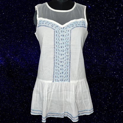 Cotton Chikankari Tunic Top (White)