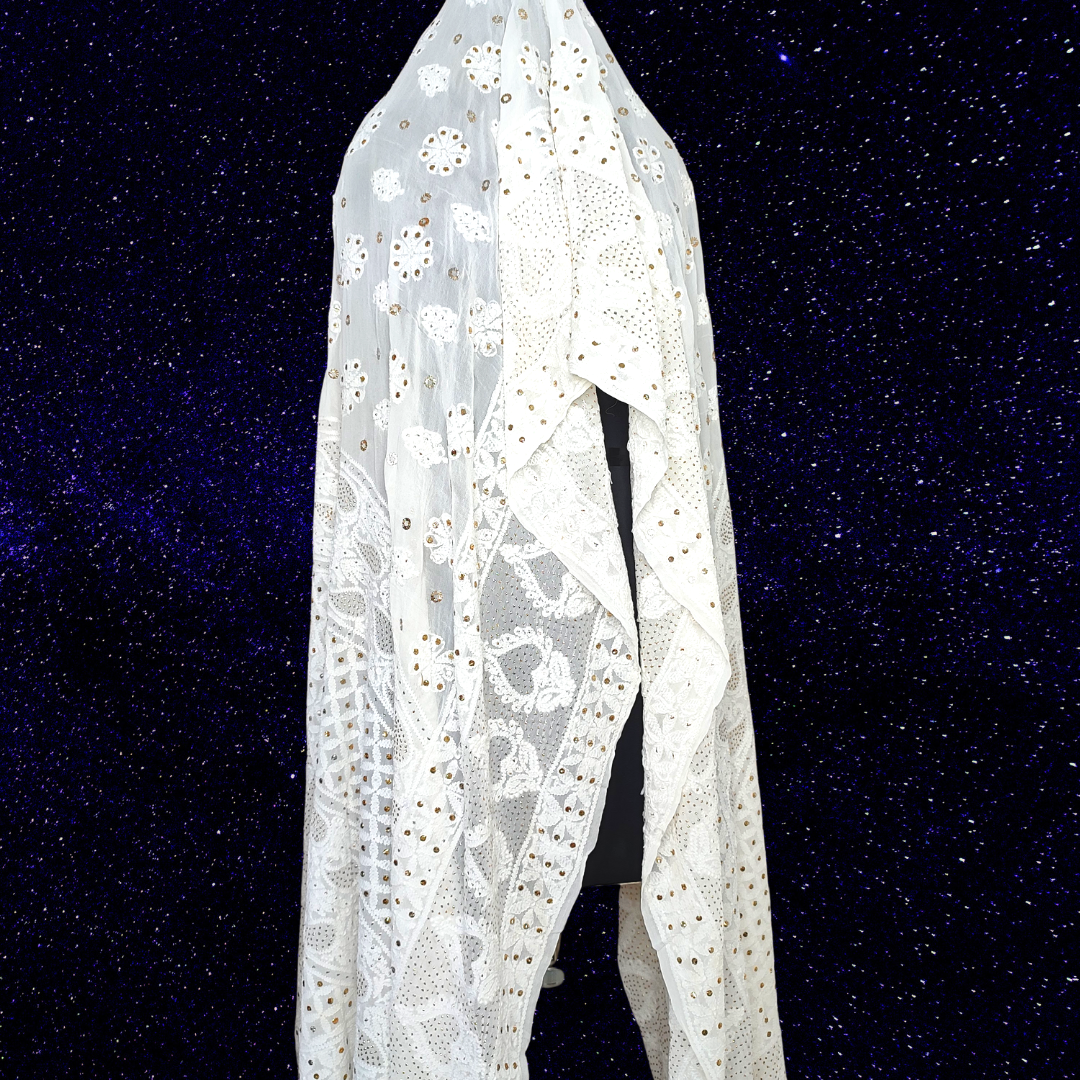 Viscose Georgette Dupatta | White