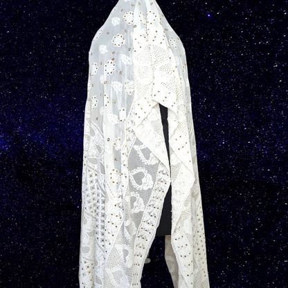 Viscose Georgette All Over Chikankari Dupatta with Badla -Dyeable (White)