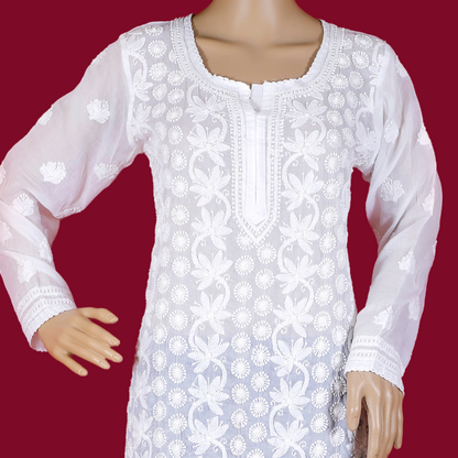 Cotton Chikankari Kurta (White)