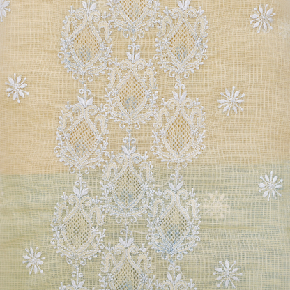 Kota Cotton Chikankari Kurta Fabric (Beige)