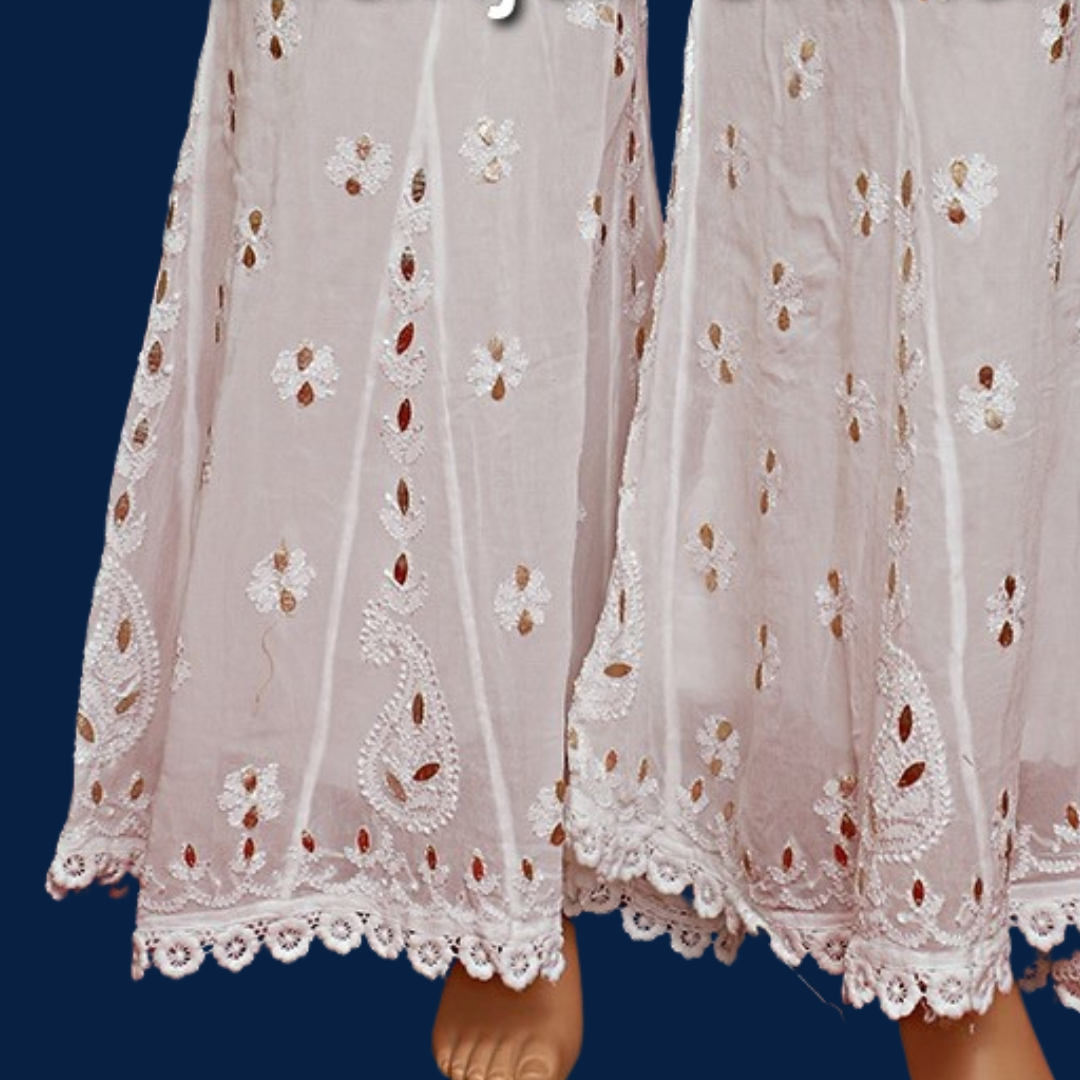Palazzo | Viscose Georgette | White