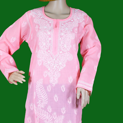 Cotton Chikankari Kurta (Peach)