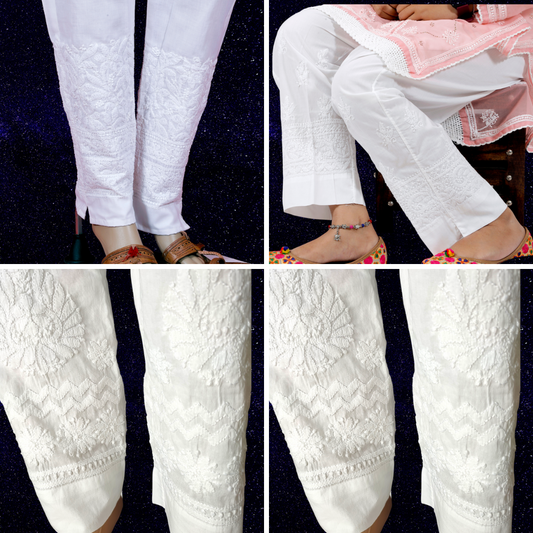 Cotton Chikankari Pants (White)