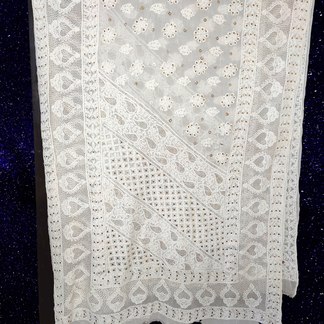 Viscose Georgette Dupatta | White